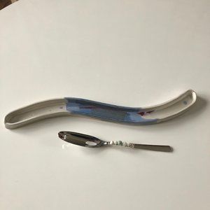 CERAMIC OLIVE TRAY SERVING SPOON TABLE WARE
